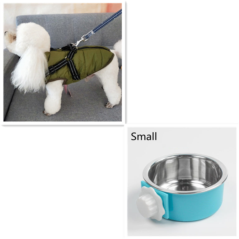 Waterproof coat with integrated harness + 1 FREE Bowl for Dogs and Cats