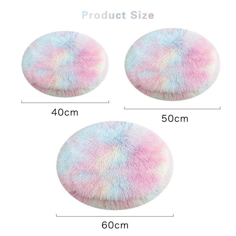 Round Plush Cushion Bed for Cats and Dogs - 15 colors
