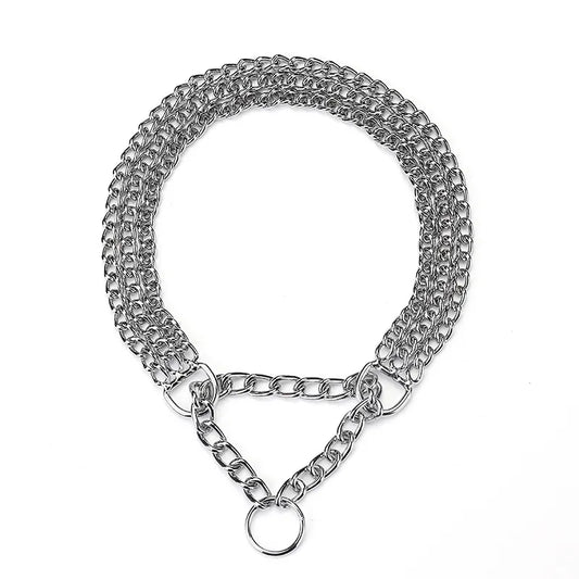 Stainless Steel Three Row Chain Dog Training Collar