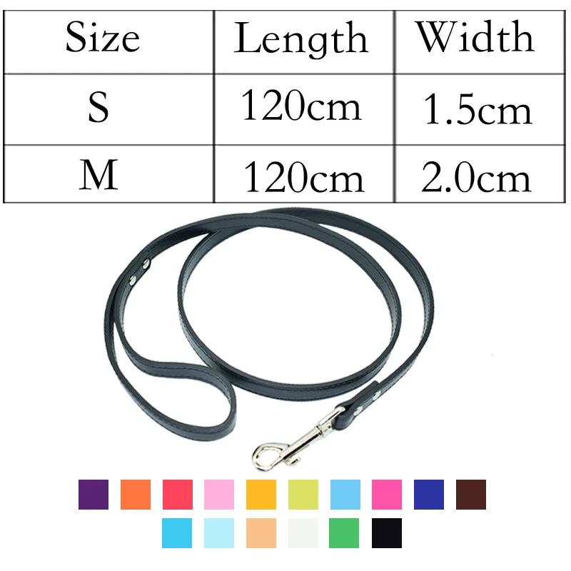 Fuchsia PU leather leash for dogs and cats