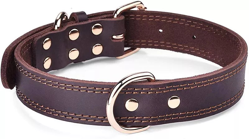 Vintage dog collar in quality genuine leather - 2 colors