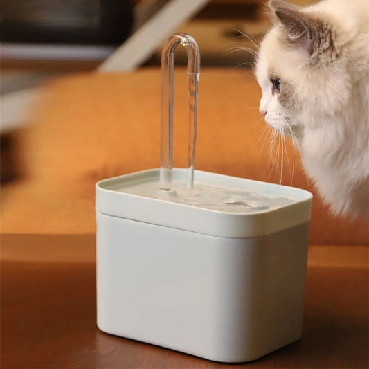 Fontaine d'eau 1,5L avec filtre automatique pour chien et chat blanc
