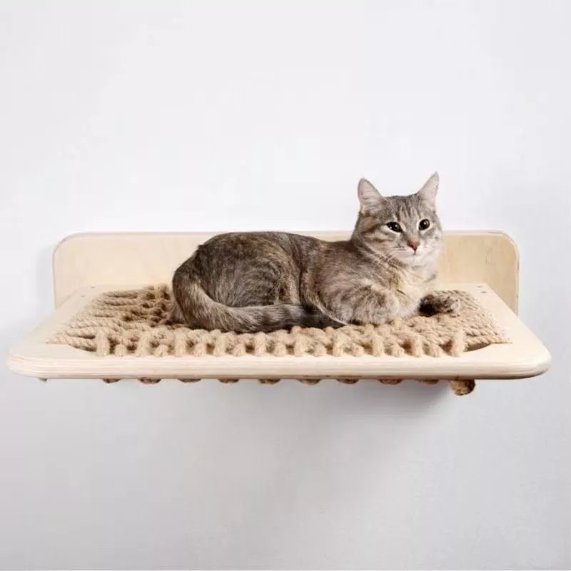 Wooden cat hammock in woven hanging bed - 2 sizes 