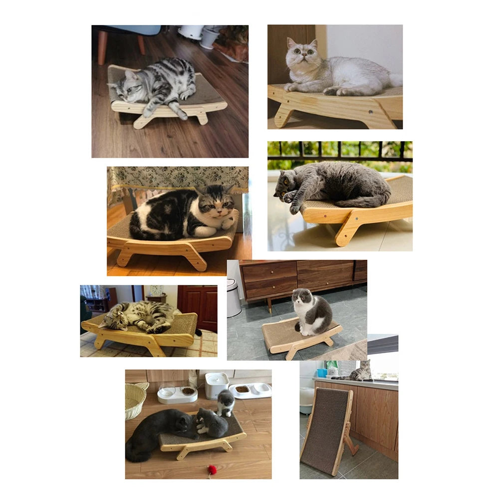 Cat scratching bed with wooden frame 3 in 1 - 25cm x 42cm (Small model)
