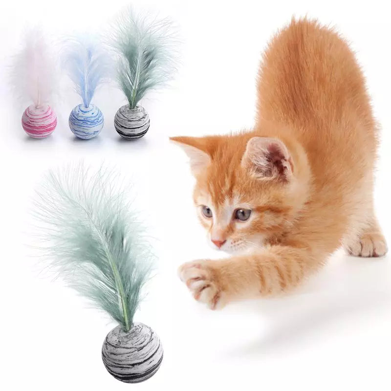 Balle interactive avec plume pour chat