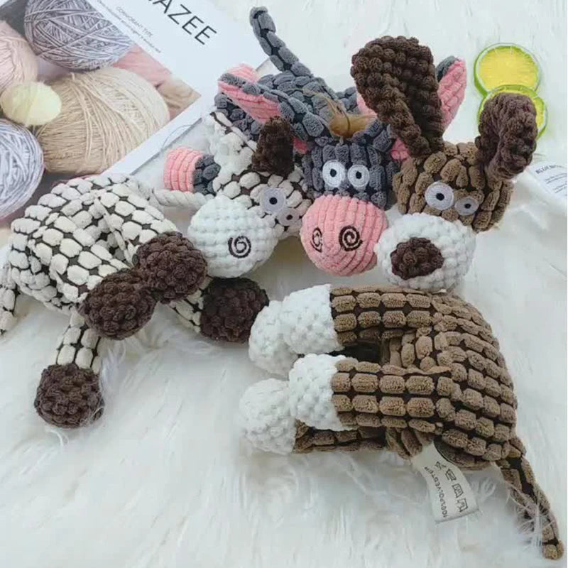 Squeaky donkey-shaped dog plush toy - 3 models