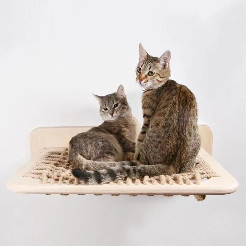 Hamac bois pour chat en lit suspendu tressé - 2 tailles