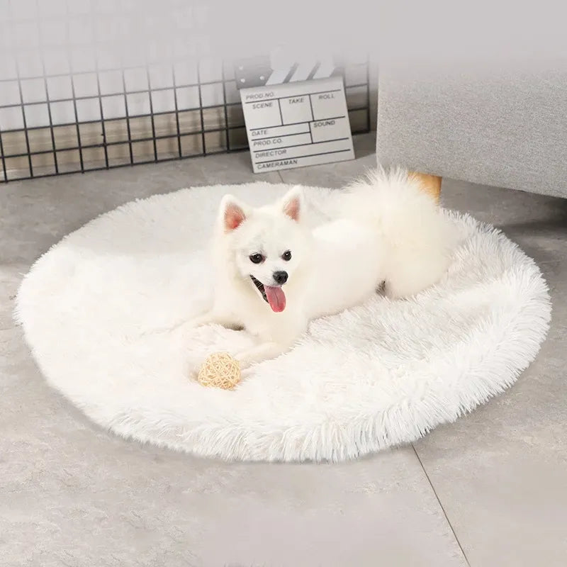 Round Plush Cushion Bed for Cats and Dogs - 15 colors